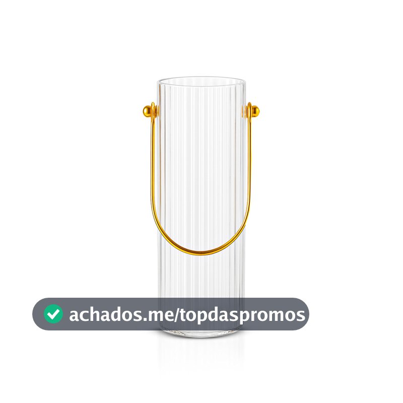 Vaso vidro jarro 25x7 cm decoração flor mesa festa solitário canelado pendurar alça 600ML