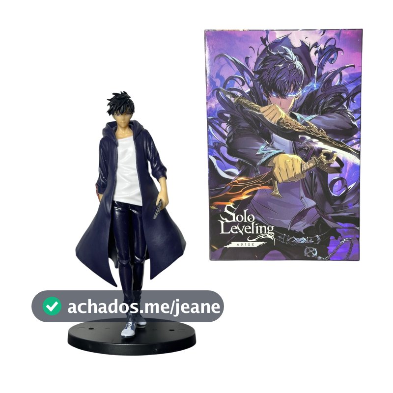 Boneco Sung Jin-Woo PVC Com Base Solo Leveling Com Caixa Action Figure Anime Colecionável
