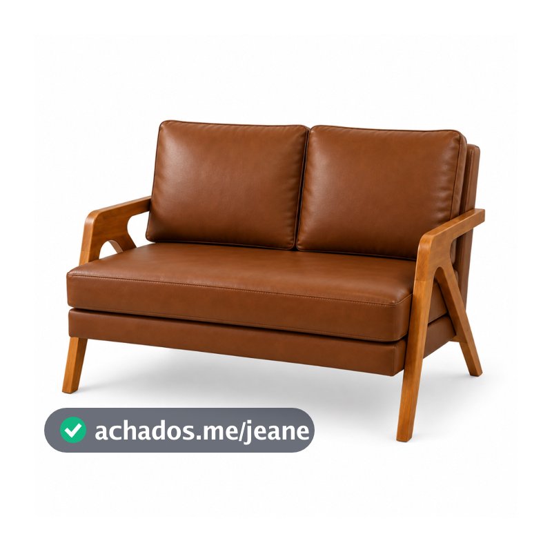 Sofá Namoradeira Mona 2 Lugares Decorativo Estofada Compacta Madeira Sala de Estar Consultório Recepção