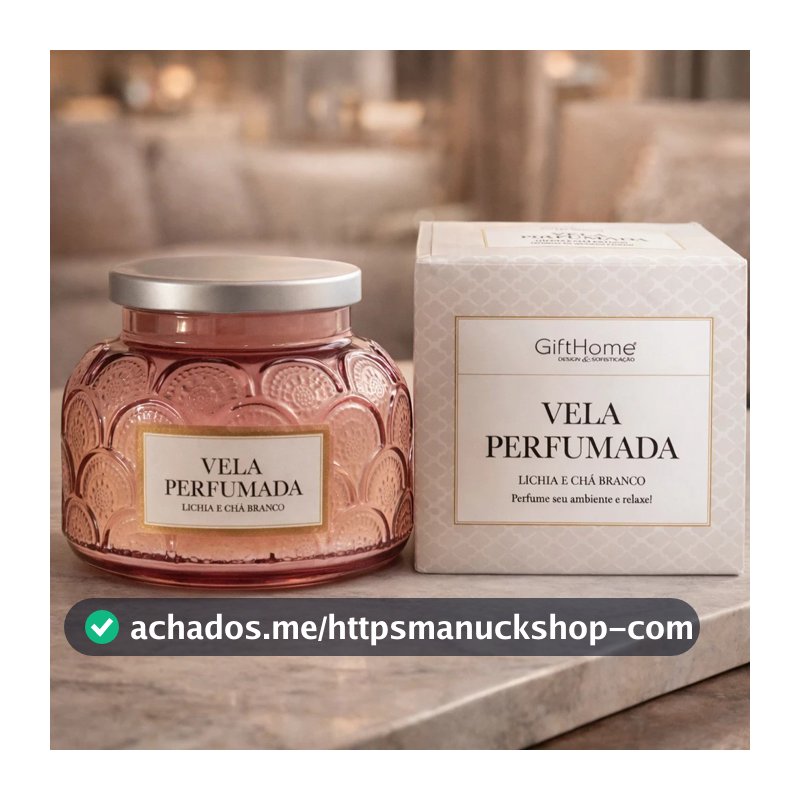 Vela Perfumada Lichia E Chá Branco 415g Vidro Decorativo Presente Aromático