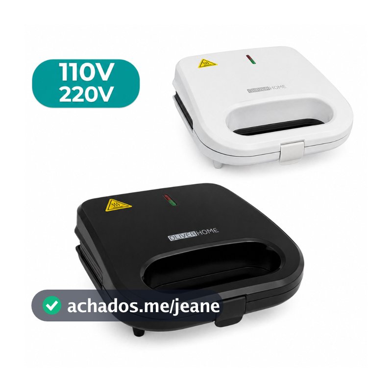 Sanduicheira Elétrica e Grill Família 2 em 1 - Inox antiaderente - 750W Oliver Home