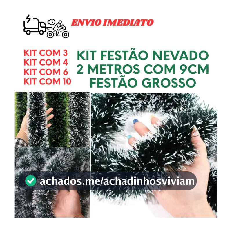 FESTÃO DE NATAL ENFEITE DE NATAL FESTÃO NEVADO FESTÃO 2 METROS GROSSO KIT 10 METROS FESTÃO  NATAL FESTÃO DE NEVE ARVORE