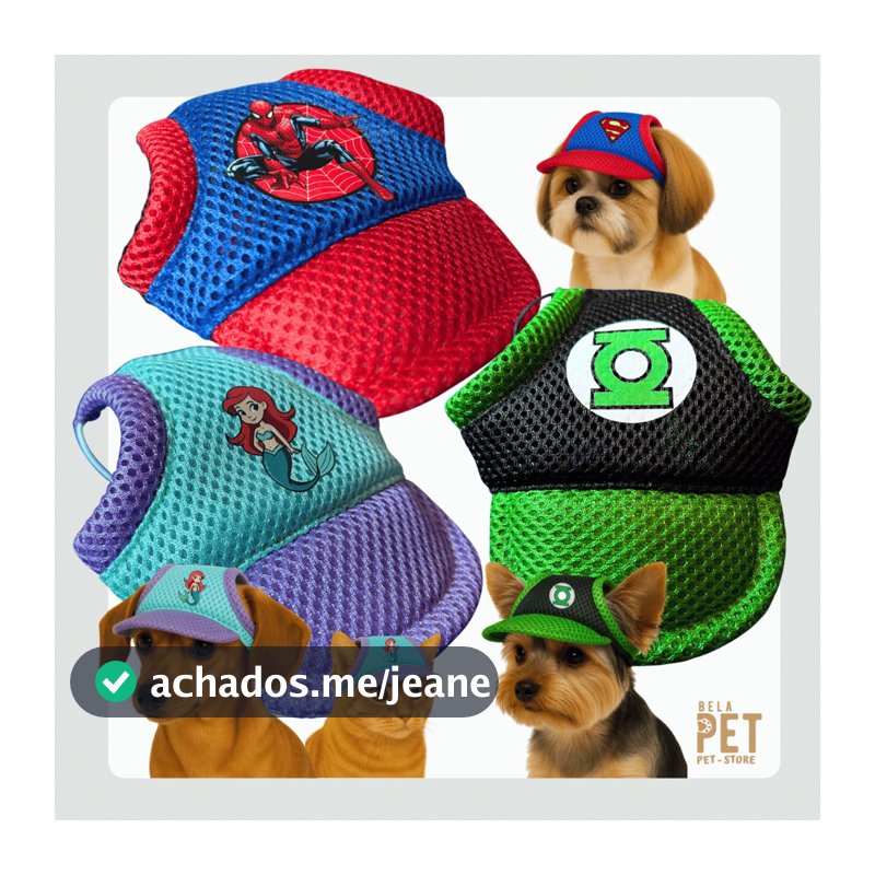 Boné Para Cachorro e Gato - Boné Pet - Personagens - Várias cores e modelos