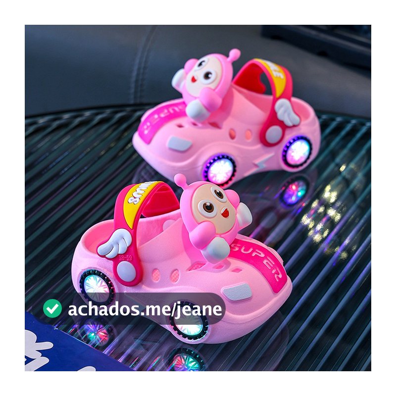 Babuche Infantil LED Sandálias Infantis Meninos e Meninas Chinelos Luminosos à prova d'água para Carros