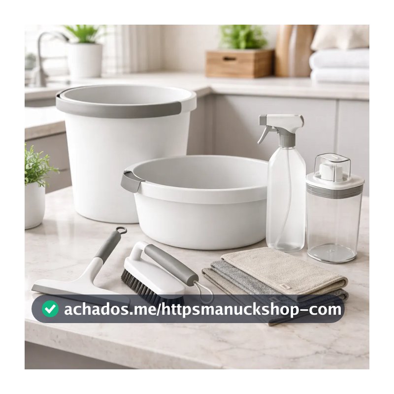 Kit Organização e Limpeza Lavanderia OU 7 peças Linha Flow
