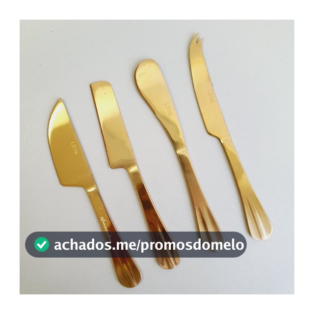 Conj. 4 Facas Aço Inox p/Queijo Positano Dourado - Lyor