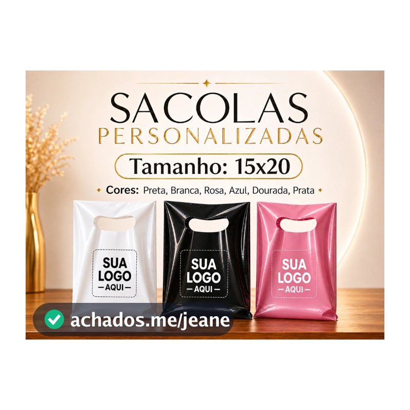 200 Sacolas Plásticas com Alça Vazada para Praticidade em Lojas e Presentes no tamanho 15x20