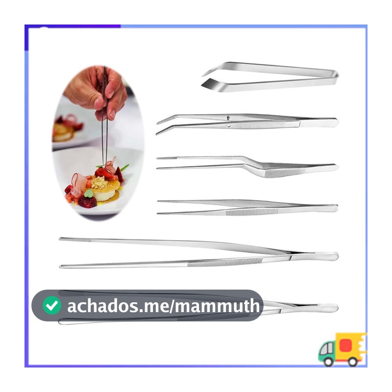 Alicate de pinça de cozinha, conjunto de pinças de cozinha de aço inoxidável de 6 peças, pinça de Chef profissional