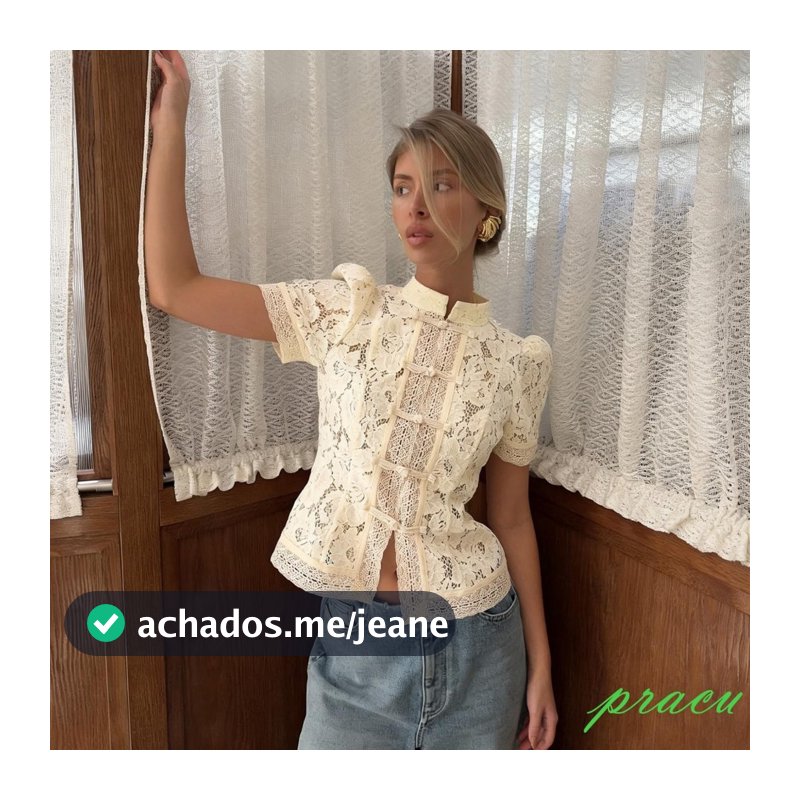 [Pracu] Camisas Femininas De Renda Floral Transparente Qipao Manga Curta Roupas De Verão