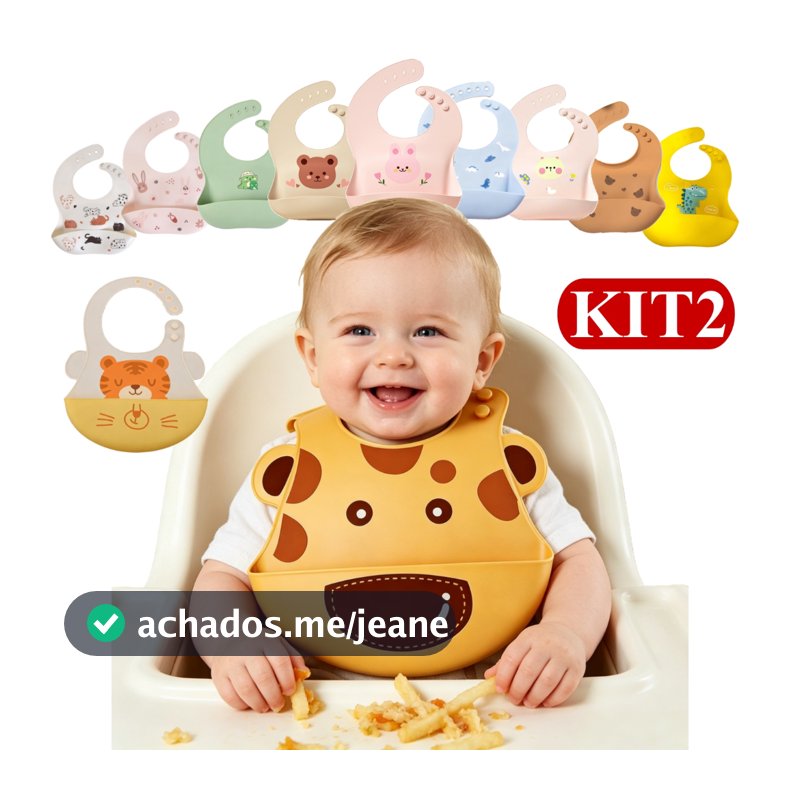 Babador De Silicone Impermeável Para Bebê Com Pega Migalhas Ajustável Resistente E Durável Infantil