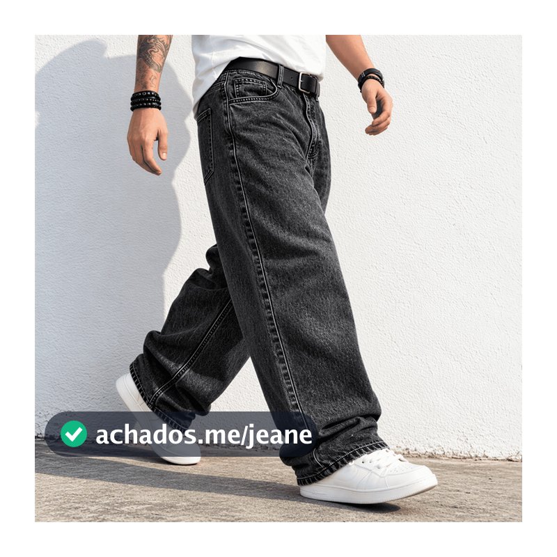 Calça Balão Jeans Masculina Baggy Boca Larga Streetwear  Skatista Oversized Moda Urbana Calça Jeans Larga Cintura Alta