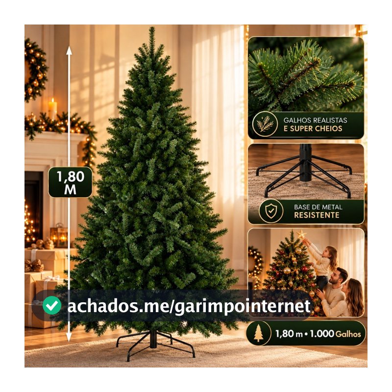 Árvore De Natal 210cm 180cm 150cm  1180 650 450 Galhos Luxo Premium Cheia Luxuosa Pé de Ferro