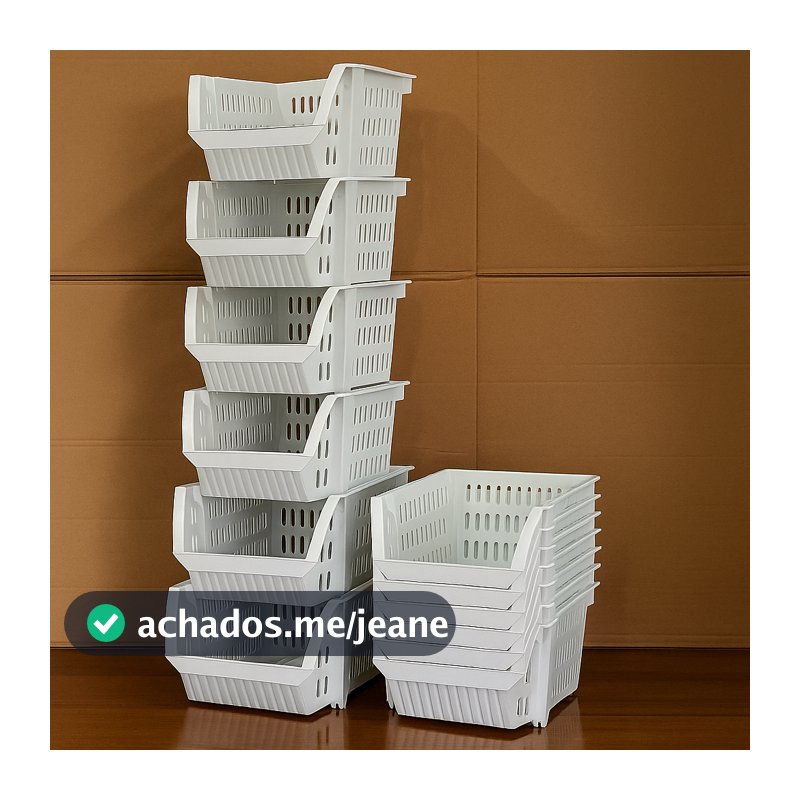 Kit 10 Cesto Expositor e Organizador Plástico Empilhável Mini