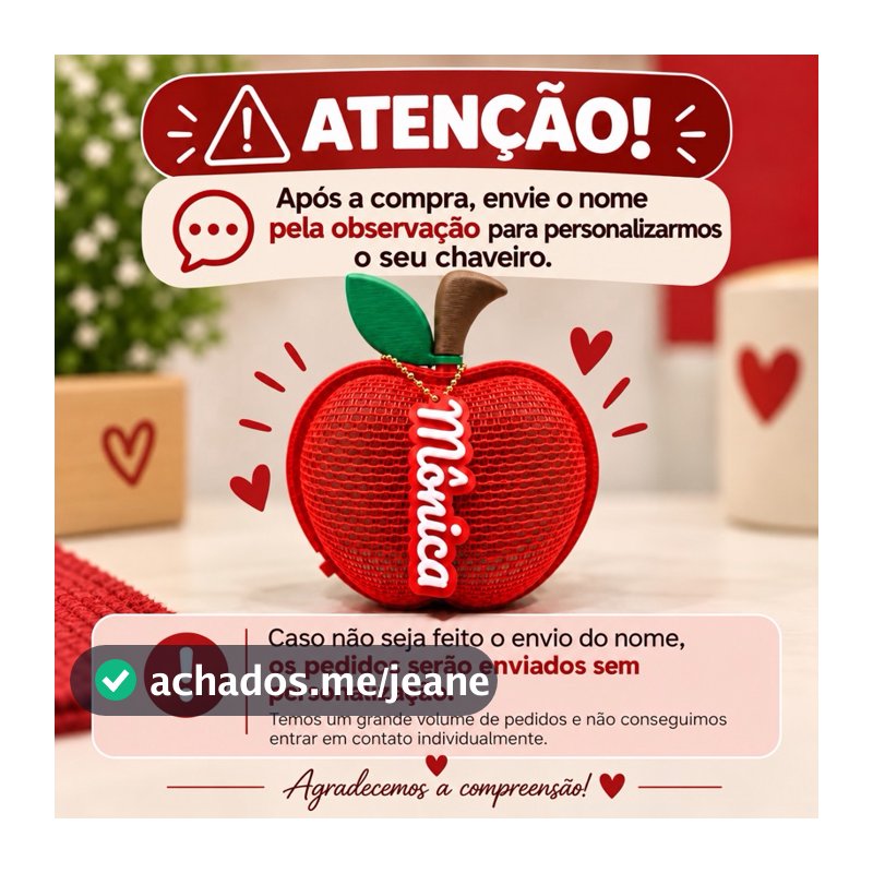 Caixa Maçã 3D Personalizada com Nome para Bombons – Presente para Professor