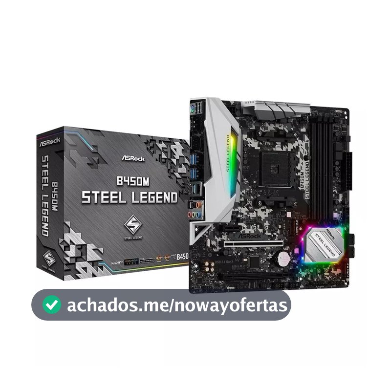 Placa Mãe ASRock B450M Steel Legend, Chipset B450, AMD AM4, mATX, DDR4