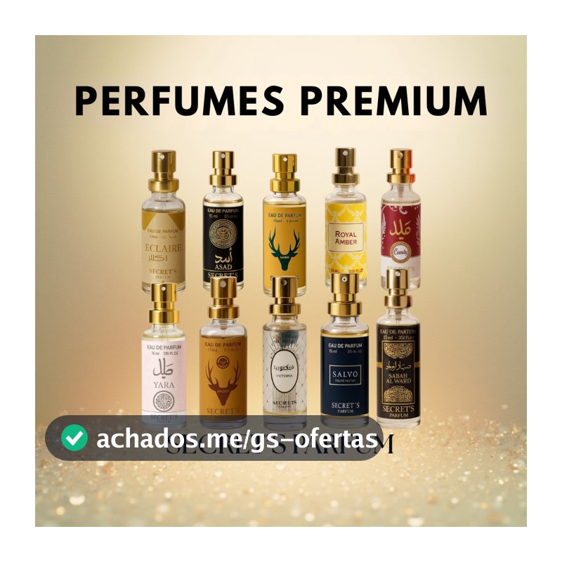 Perfumes Árabes Premium Secret´s 15ml - Luxo Bolsa, Elegância, Alta Fixação Longa Duração, Projeção