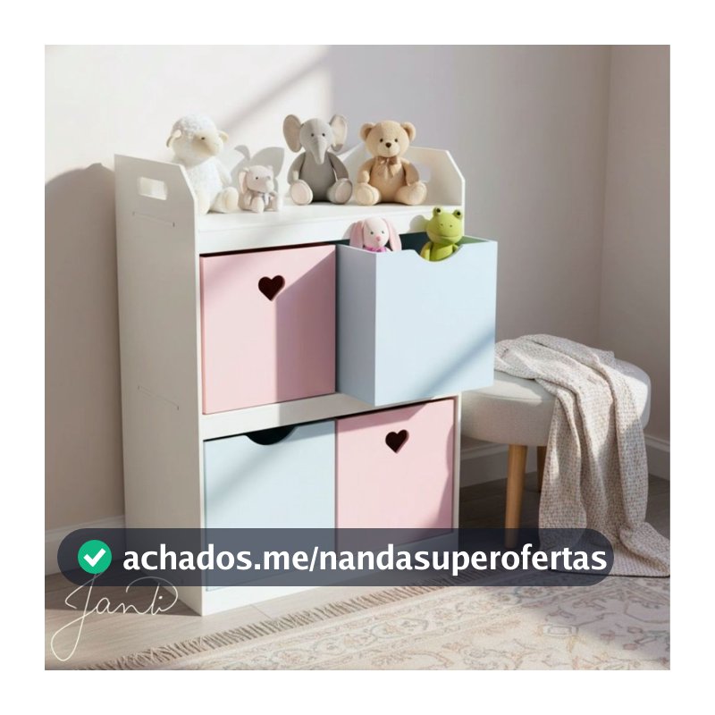 Organizador de Brinquedos Bancada Infantil 4 Gavetas em MDF