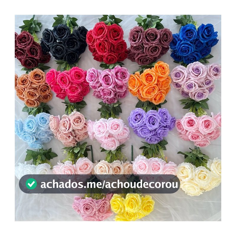 Buquê de Anna rosas com folhagem C/9 casamento Buquê de noiva casa de Decoração Decorar Festas