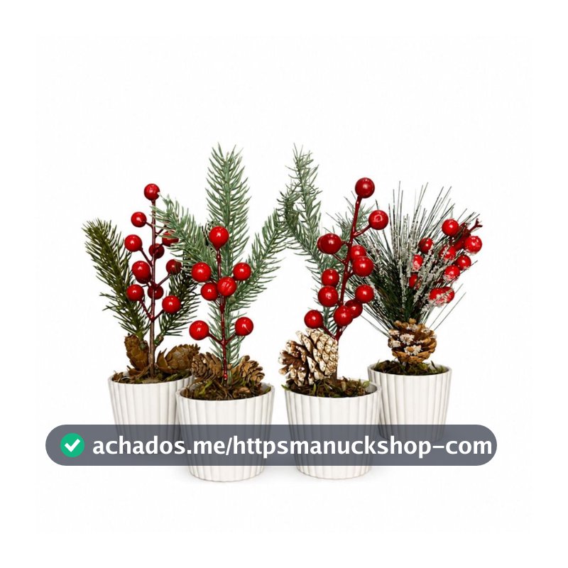 Kit 4 Enfeites De Natal Arranjos Natalinos Vasos Decoração