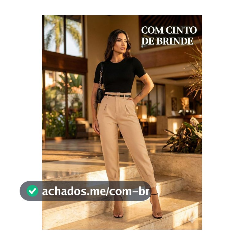 Calça Alfaiataria Feminina Cenoura Elegante Cintura Alta Social Com Cinto Tendência 2026
