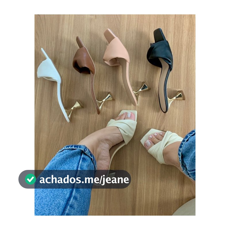 TAMANCO FEMININO SANDÁLIA SALTO FOLHA DOURADO TAÇA 6cm CONFORTO LANÇAMENTO