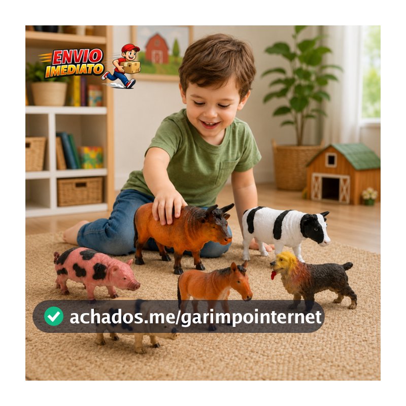 Kit 6 Animais Borracha Grande Brinquedo Infantil Fazendinha Educativa Colecionável Presente Crianças Meninos Meninas