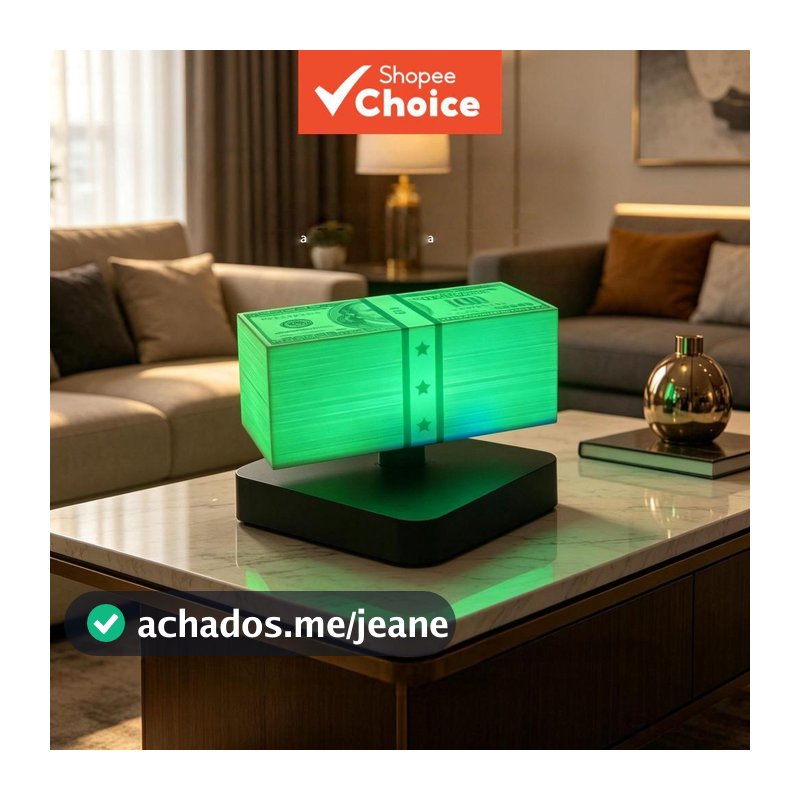 Pilha de Dinheiro Flutuante Magnética com Luz, Lâmpada Noturna LED Flutuante 360° com Rotação e Controle por Toque,