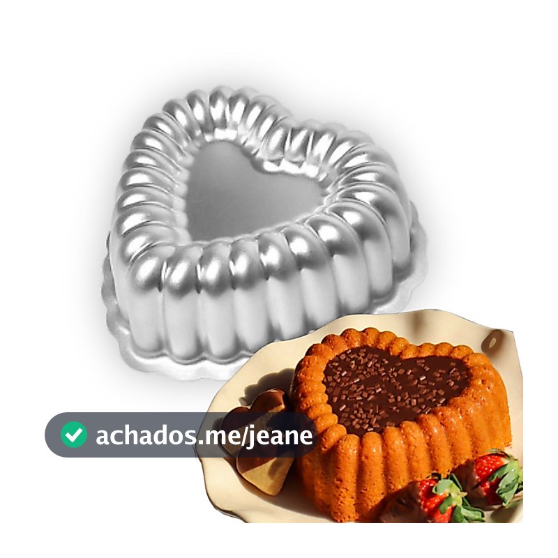 Forma Ballerine Coração Decorado 22,5x6,5cm Gomada Dia das Mães Namorados Bolo Pudim