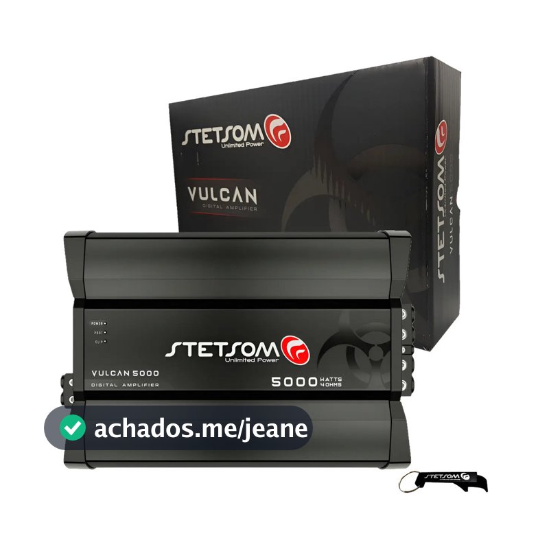 Módulo Amplificador Stetsom Vulcan 5000W RMS 1 Canal 4 Ohms Full-Range Alta Potência Automotivo