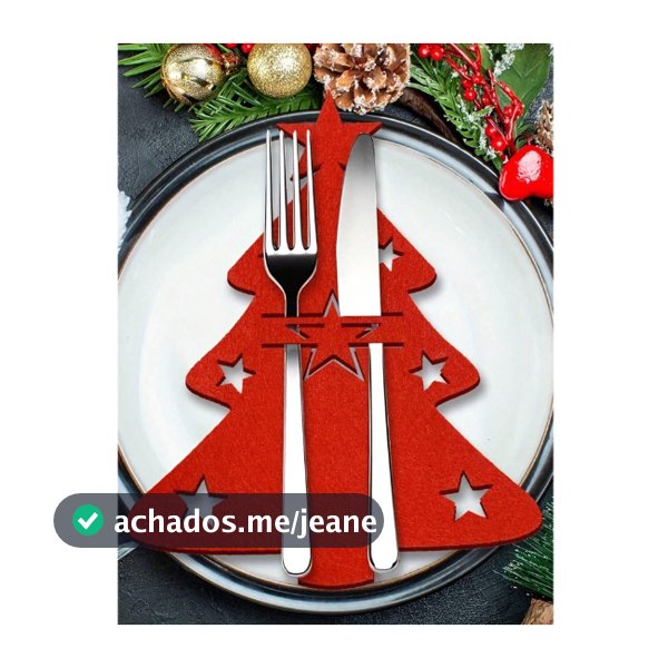 Kit com 20 Peças Porta-talheres de Árvore de Natal, Feltro para Talheres, Decoração de Mesa de Natal