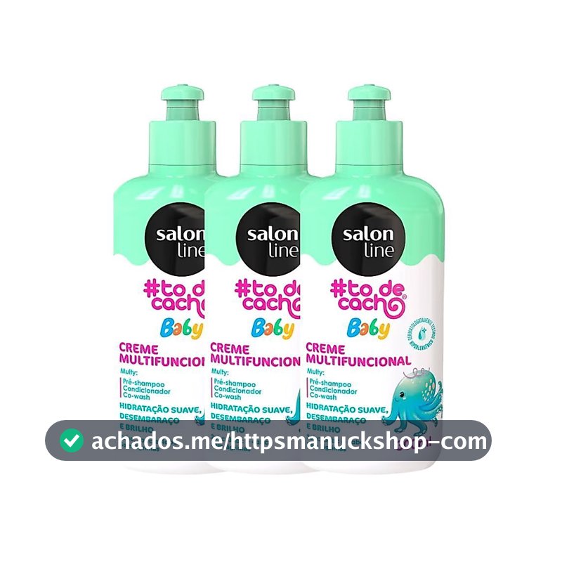 Kit Creme Para Pentear Infantil Salon Line #Todecachinho Baby Multifuncional 300ml - com 3 Unidades