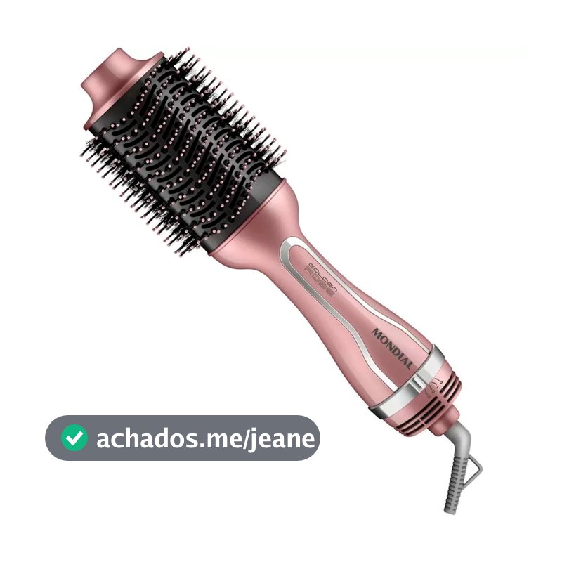 Escova Secadora e Modeladora Mondial Golden Rose ES-02 Bivolt 1200W  3 Níveis de Temperatura Tourmaline Íon