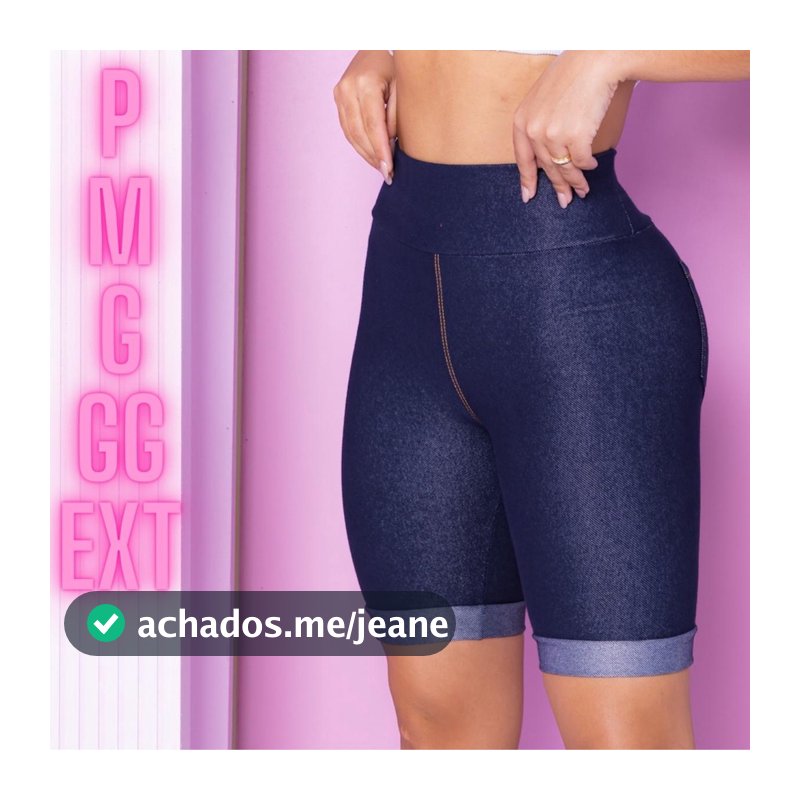 Shorts Jeans Feminino Bermuda Imita Jeans Cos Alto de Cotton