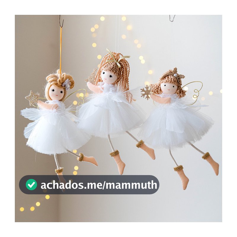 Decoração de natal saia de gaze branca torção trança anjo menina enfeites de árvore de natal
