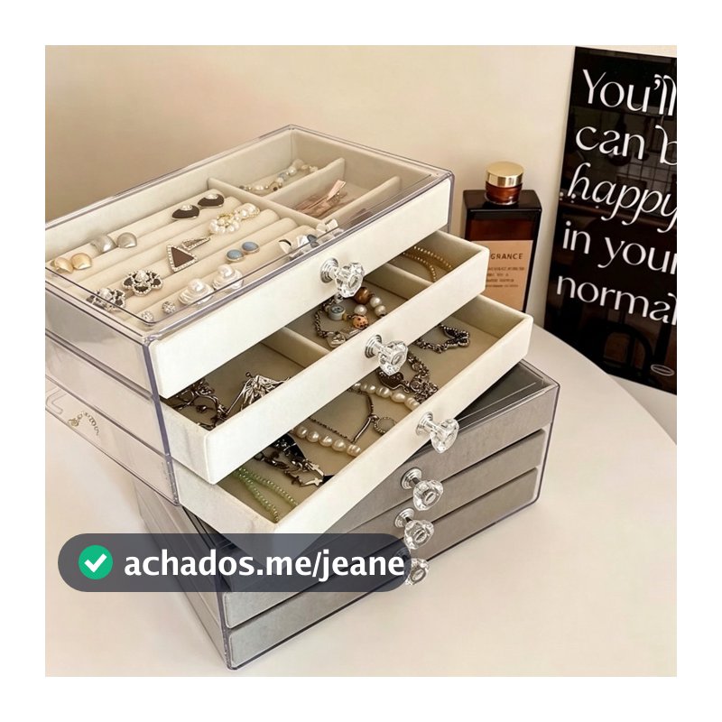 Porta Joia Acrílico Luxo Com 3 Camadas Brinco Anel Compartimento caixa de armazenamento de jóias