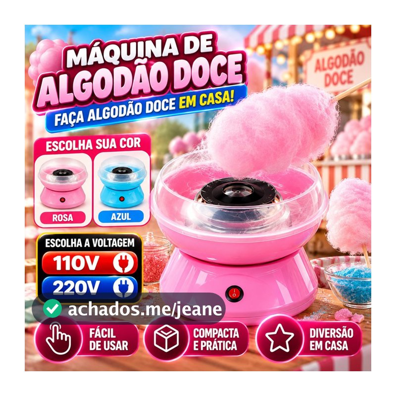 Máquina De Algodão Doce Elétrica Infantil Rosa Azul Faz Algodão Doce Em Casa 110V/220V
