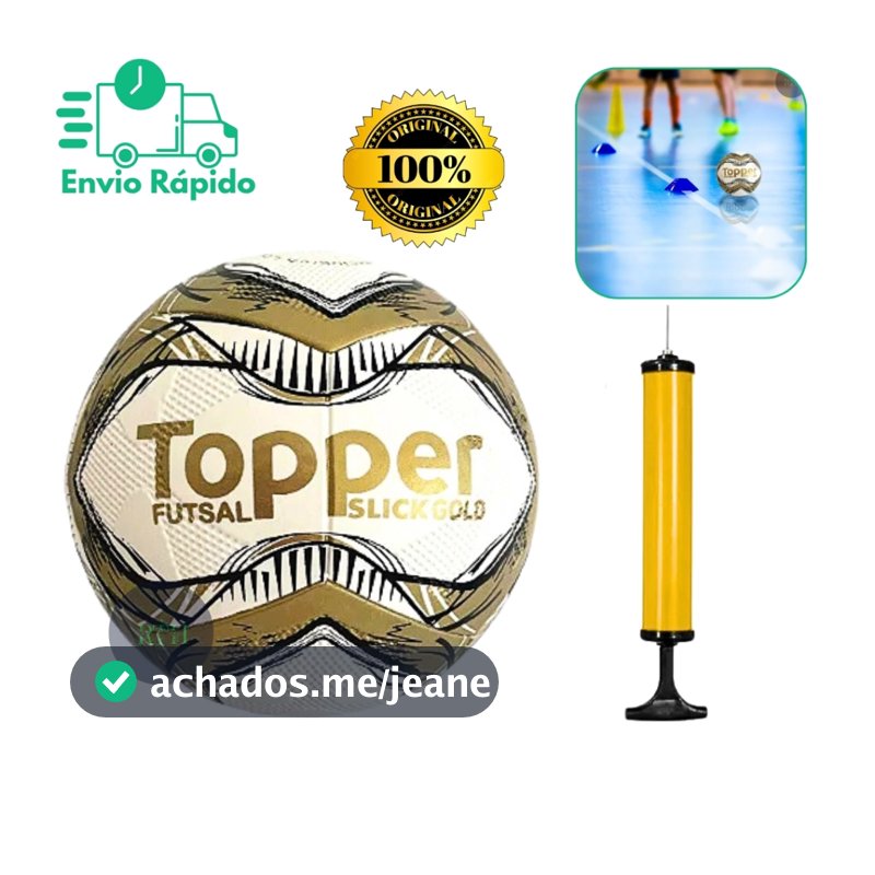 Bola de Futsal Topper Original Com Ou Sem Bomba Slick Gold Original Futebol de Salão Oficial