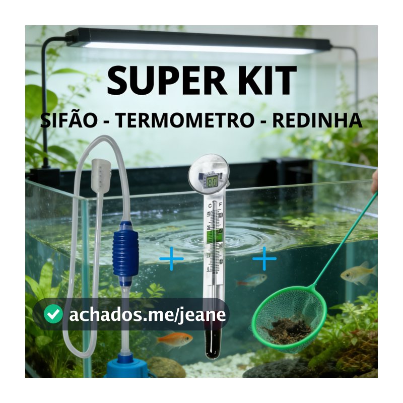 Kit Sifão para Limpeza - Termometro de Vidro com Ventosa e Rede