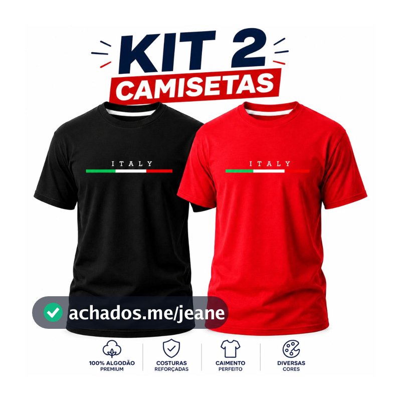 KIT 2 Camisetas Masculinas Básicas 100% Algodão Confortável
