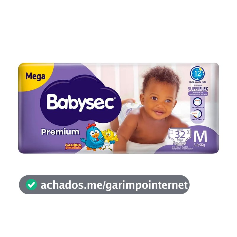 Fralda Descartável Babysec Galinha Pintadinha Premium M 32 Tiras