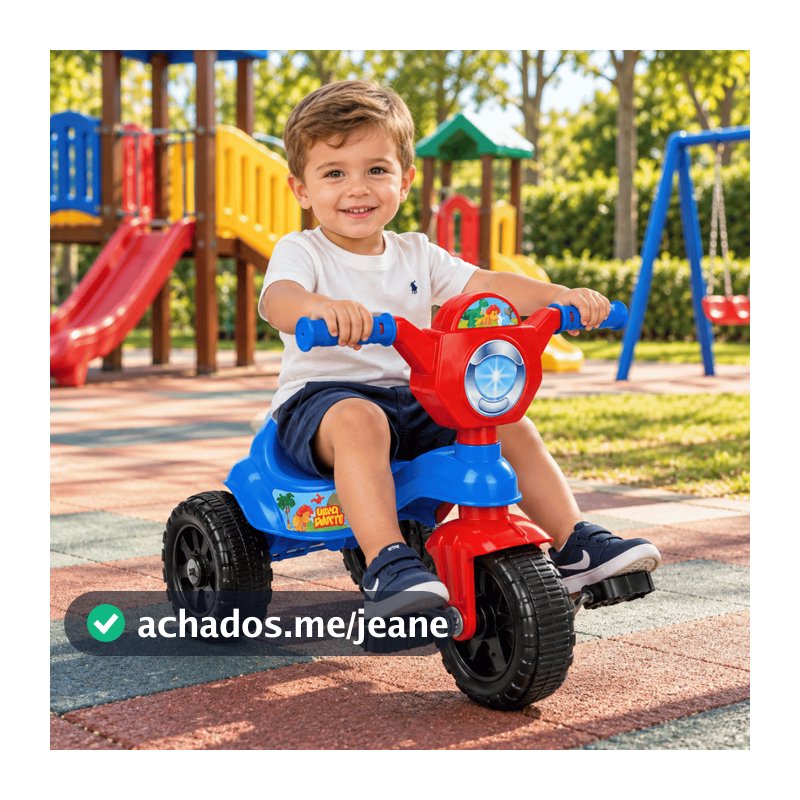Kemotoca Velotrol Triciclo Dinossauro Kendy com Pedal Menino e Menina certificado inmetro Brinquedo Infantil