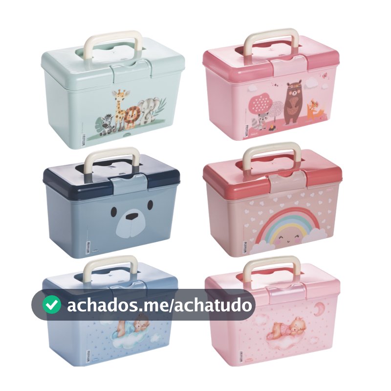 Caixa Organizadora Plasútil Farmácia 1,7 Litros Farmacinha do Bebê Maletinha para Remédios  Infantil