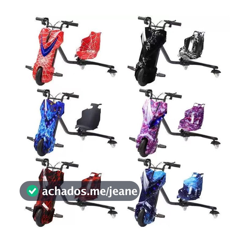 Triciclo Elétrico Infantil e Adulto 350w 8 Polegada Drift 3 Velocidades Skate Elétrico com Bluetooth
