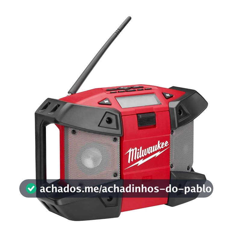 Rádio de Trabalho Portátil a Bateria MILWAUKEE 2590-20 M12 12V AM/FM com Entrada Auxiliar e Adaptador AC