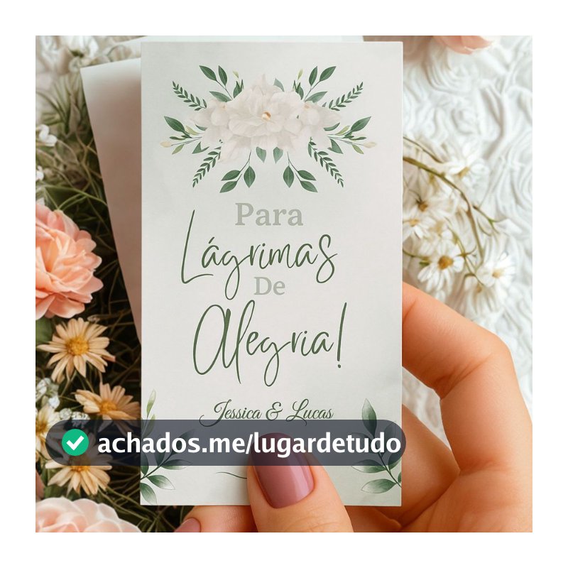 100 Lágrimas de Alegria Tags Personalizadas para Casamentos kit saquinho e lenço