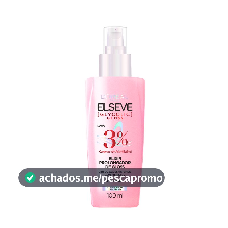 Sérum Elixir Antiporosidade, Protetor Térmico e Brilho, L'Oréal Paris Elseve Glycolic Gloss, 100ml