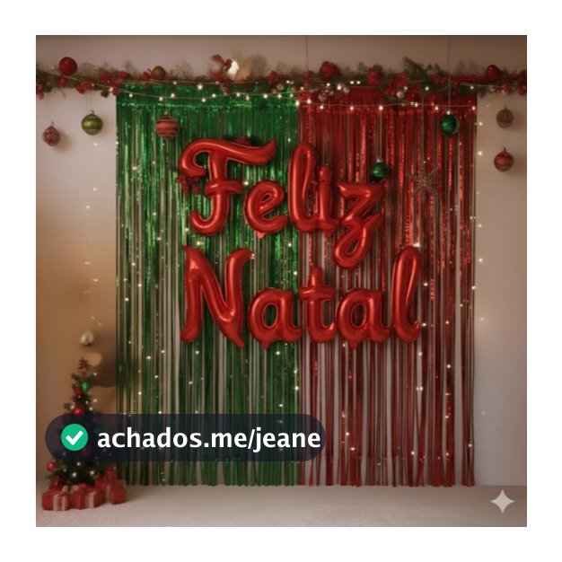 Kit Natalino com Balão Metalizado “Feliz Natal” Cursivo + Cortina Decorativa – Festa de Natal