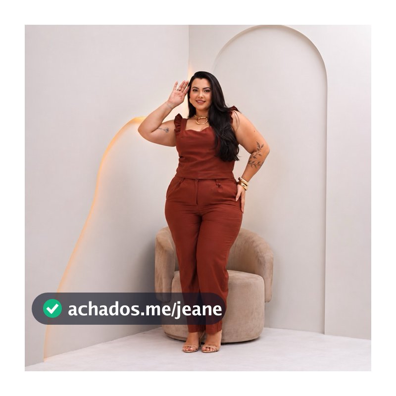 Conjunto Calça Cropped Plus Size em Alfaiataria Marrant