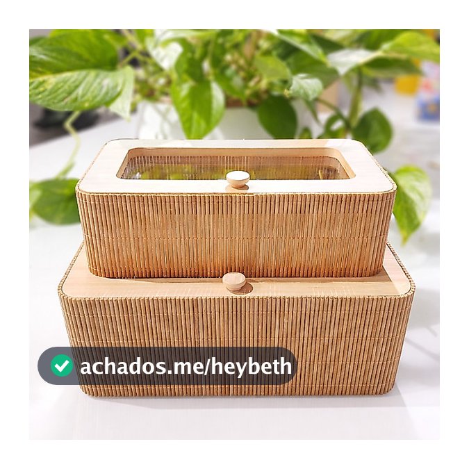 Kit Organizador Bambu com Tampa Acrílica 2 Peças Porta Objetos Elegante 10007-KIT-C1-POJORGRTA