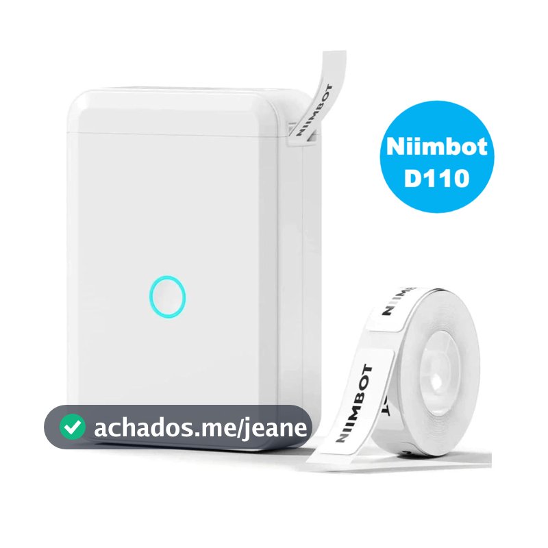 Niimbot D110 Impressora De Etiqueta Térmica Portátil Sem Fio Bluetooth + 1 Rolo Etiqueta